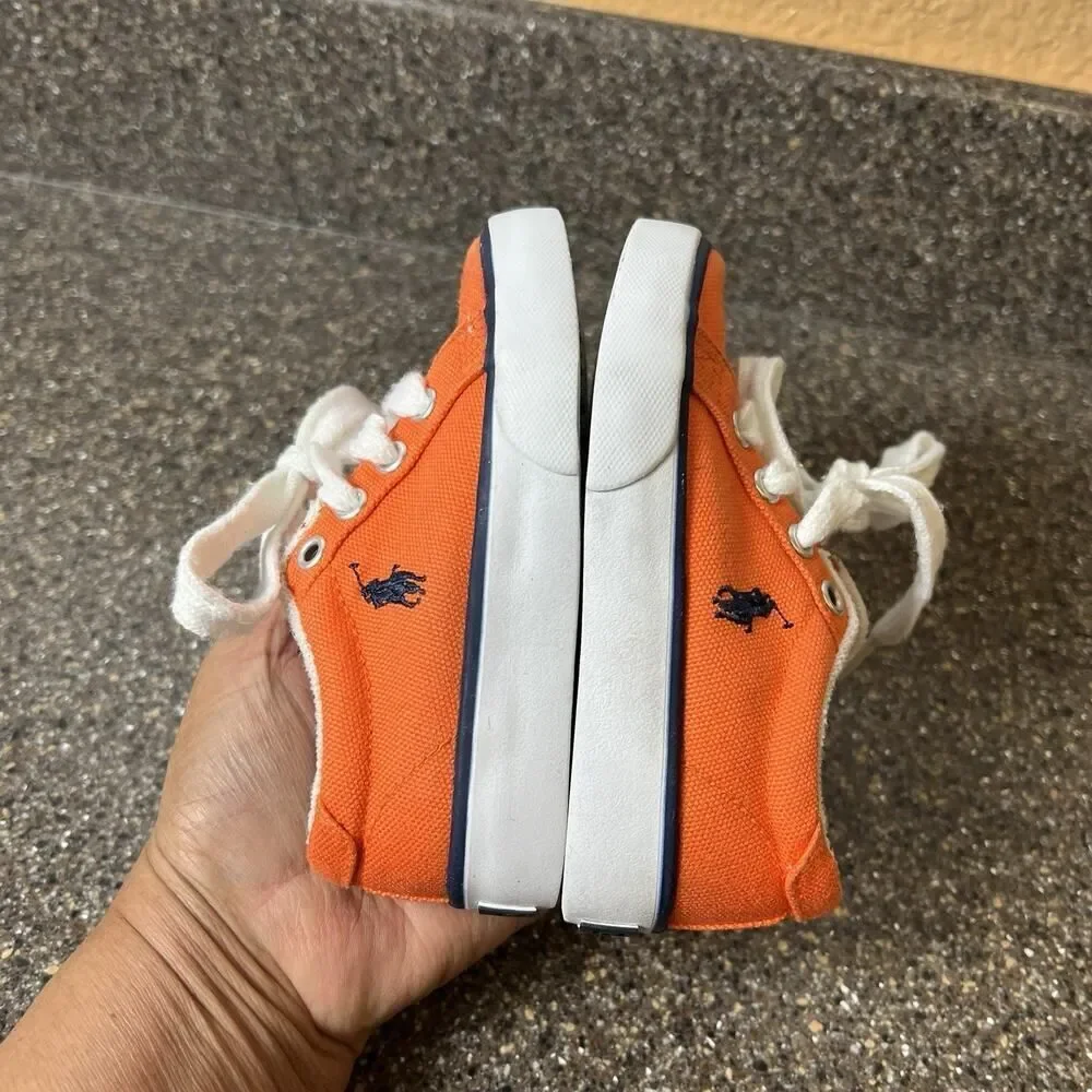 Polo by Ralph Lauren Kids Toddler Size 6 Orange Canvas Sneaker Lace Up Low Shoes